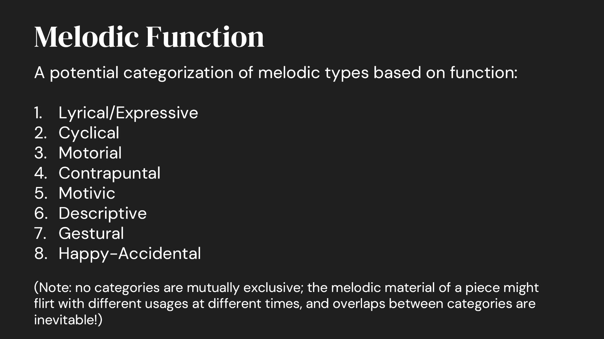 Slide 9 &mdash; Eight melodic functions